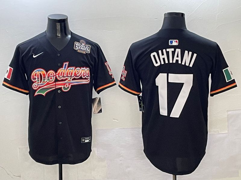 Men Los Angeles Dodgers 17 Ohtani Black rainbow Nike 2025 MLB Jersey style 7